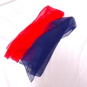 Nasharr Freres LTD Sheer Scarfs Red & Blue Set of 2